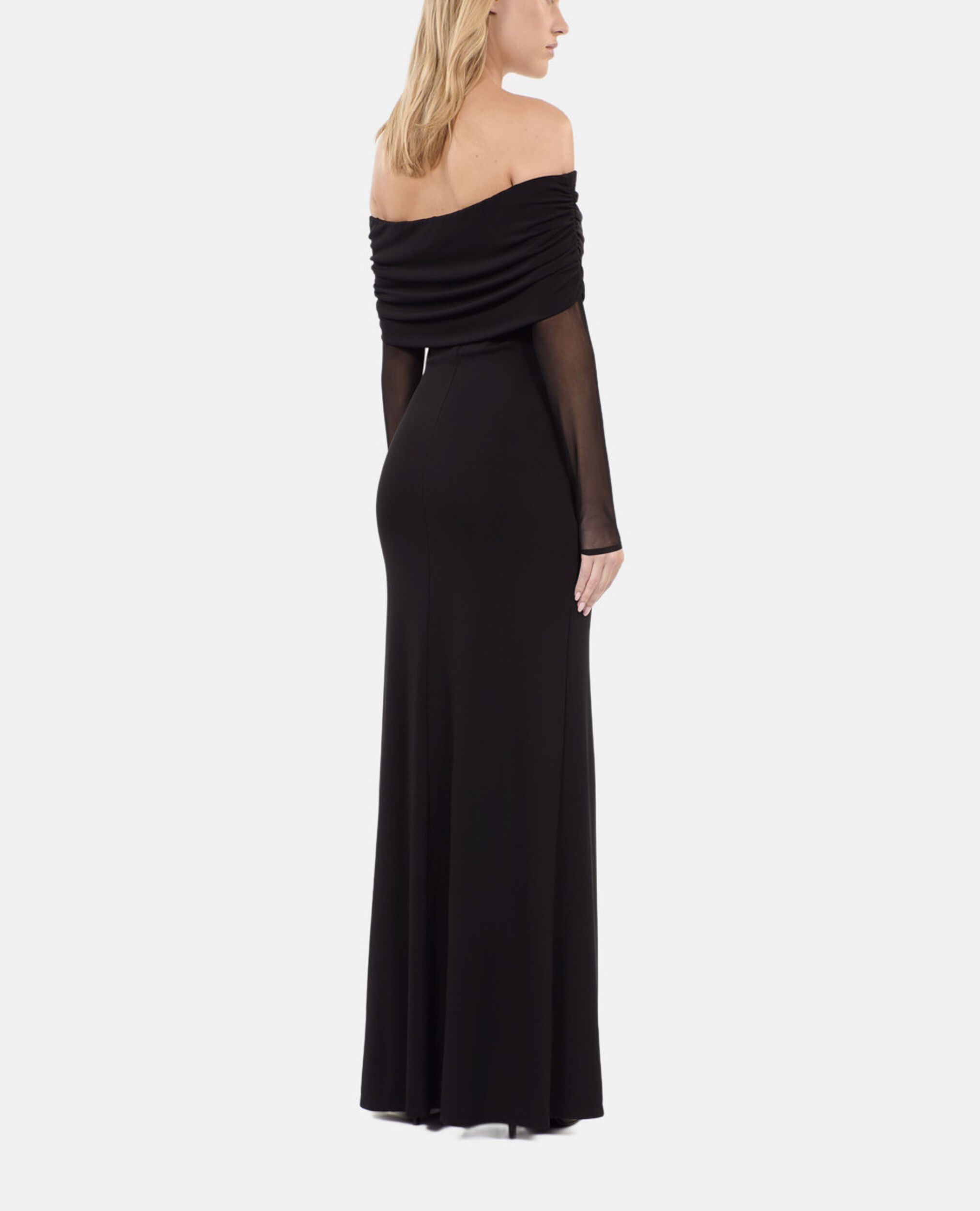 Black long jersey dress, BLACK, hi-res image number null