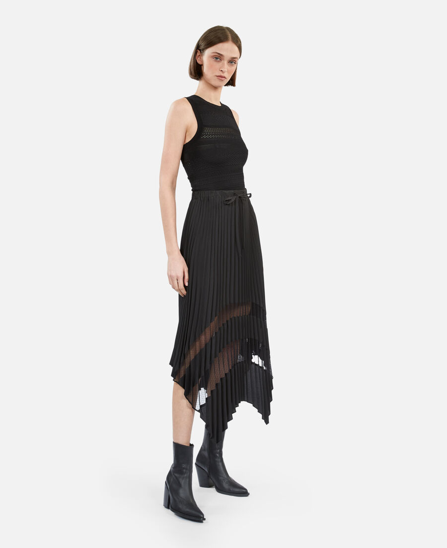 long black pleated skirt