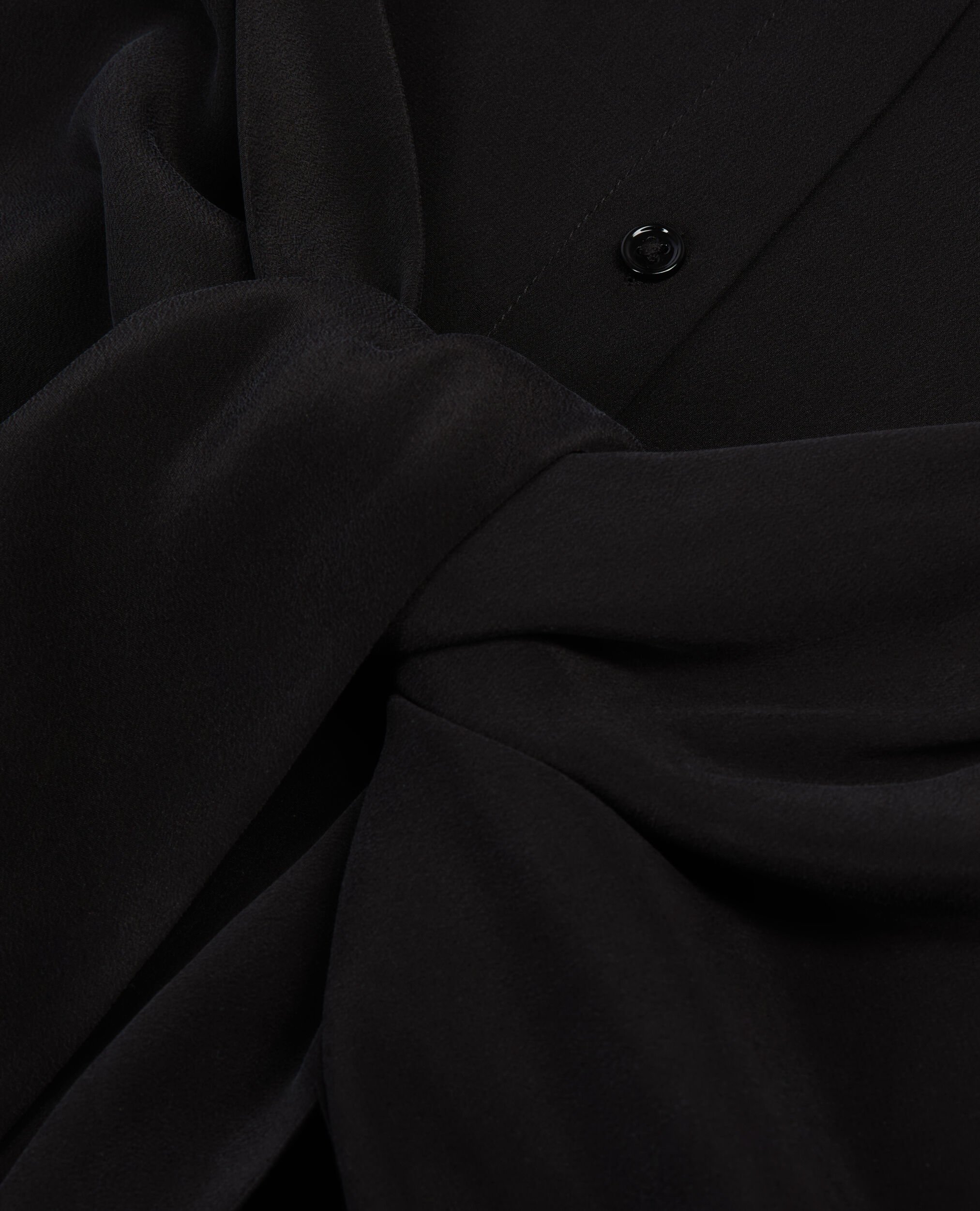 Robe chemise courte en soie avec nœud noire, BLACK, hi-res image number null