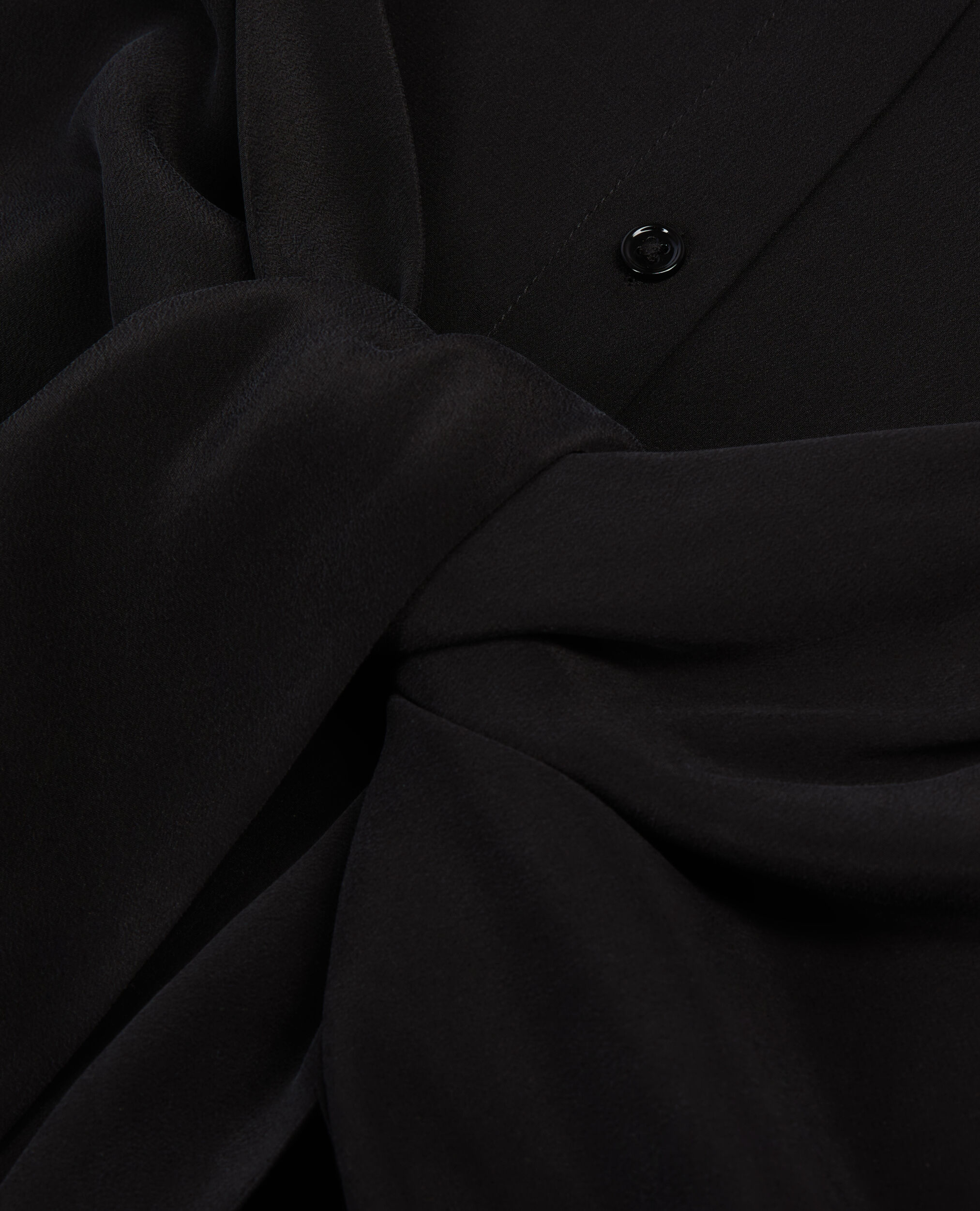 Robe chemise courte en soie avec nœud noire, BLACK, hi-res image number null