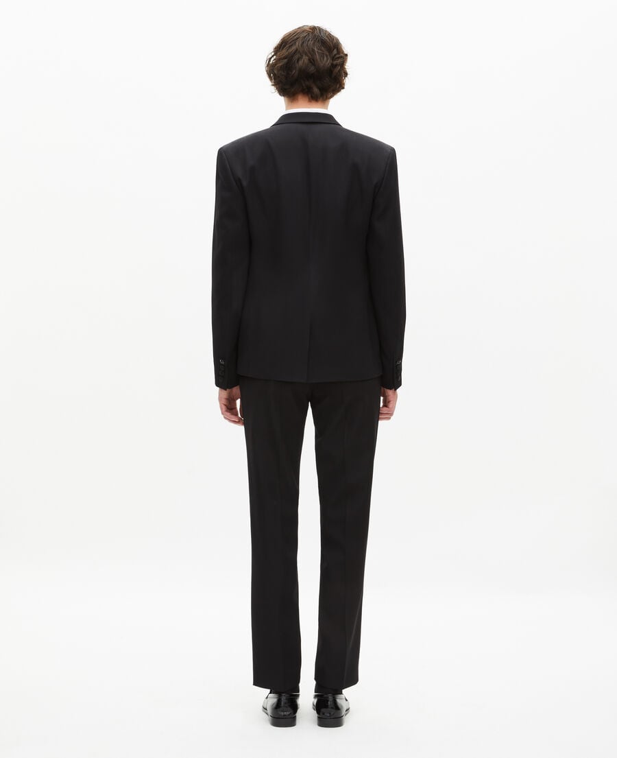 The Kooples HERREN BLACK schwarzes slim fit smokingsakko mit satin-detail