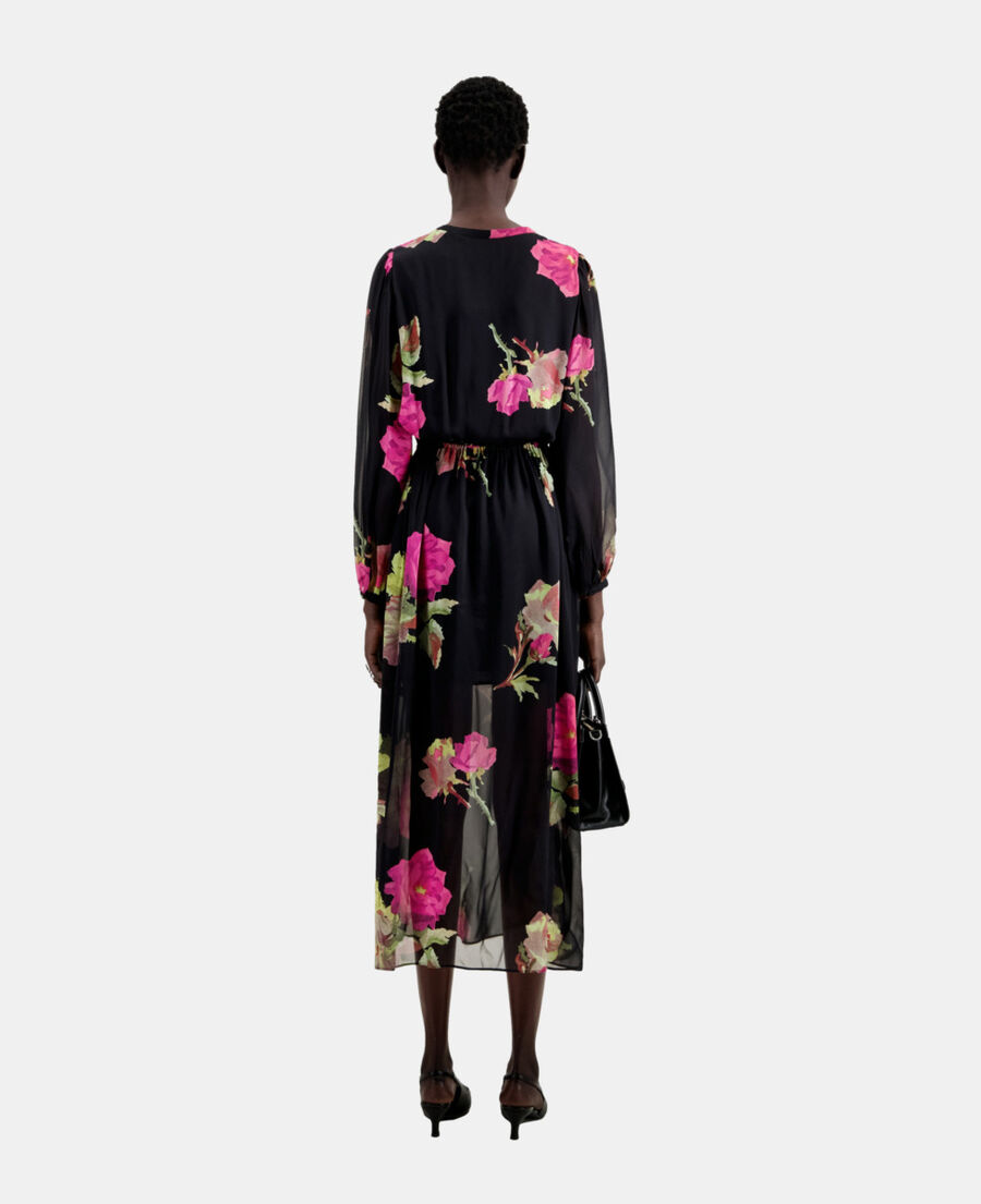 The Kooples WOMEN PINK BLACK long printed dress