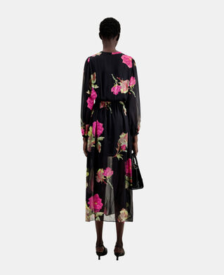 The Kooples WOMEN PINK BLACK long printed dress