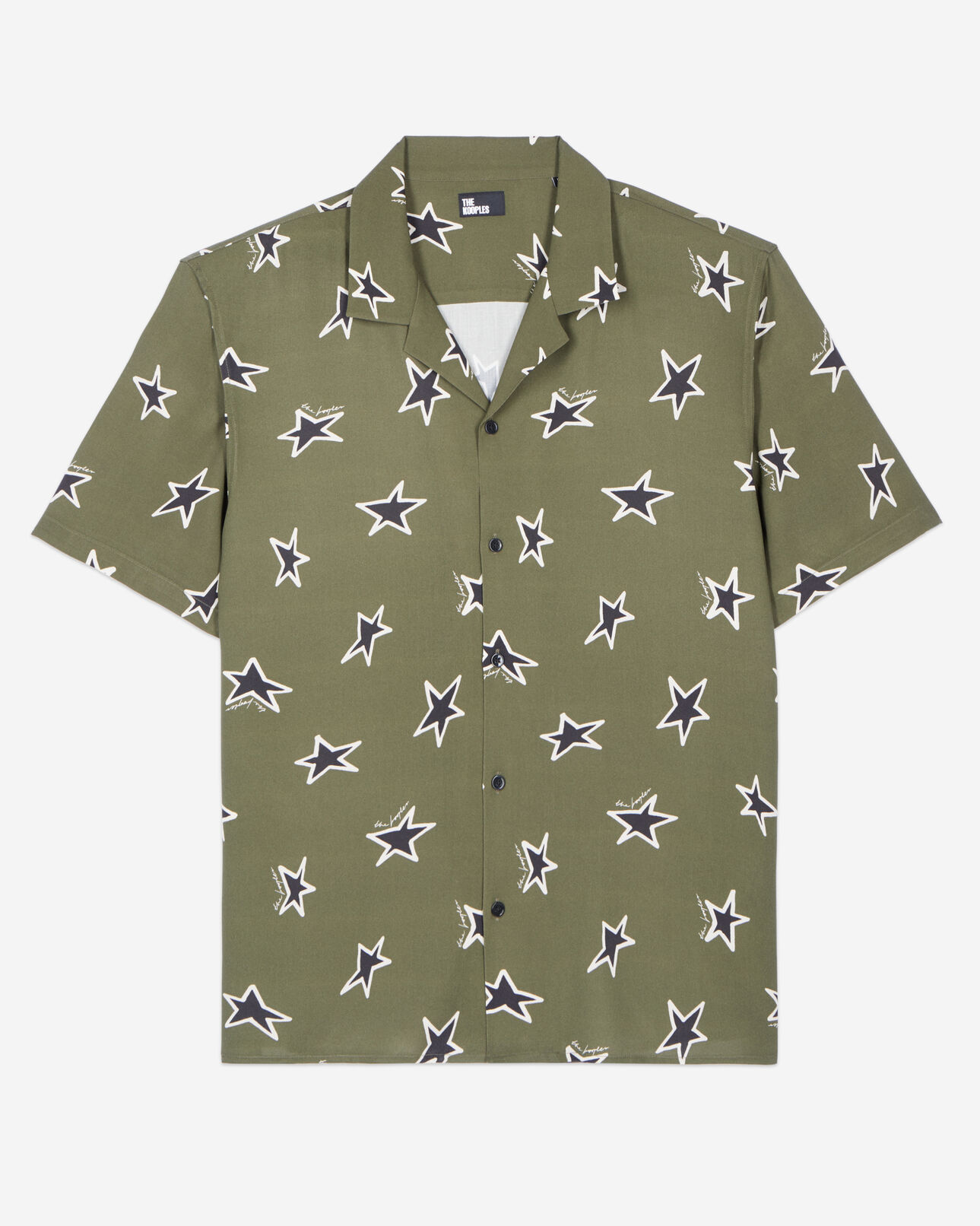 The Kooples MEN KAKI BLACK short-sleeved star printed shirt