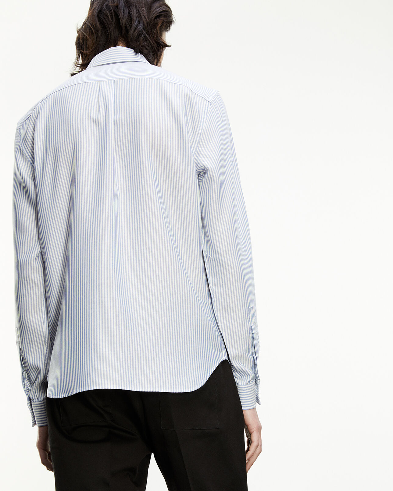 The Kooples MEN BLUE WHITE striped shirt w/classic collar - embroidery