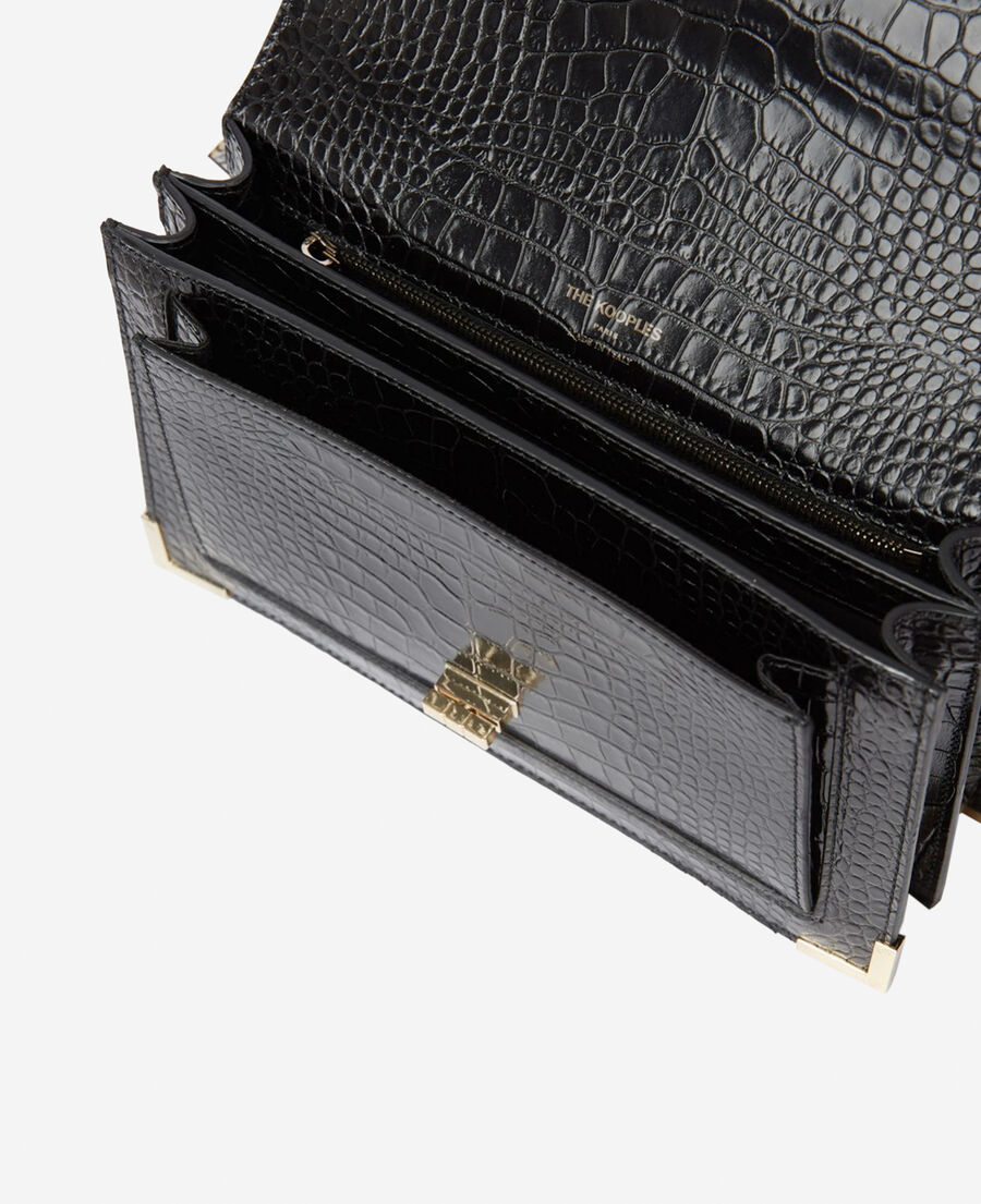 mittelgroße emily tasche mit krokooptik in schwarz 