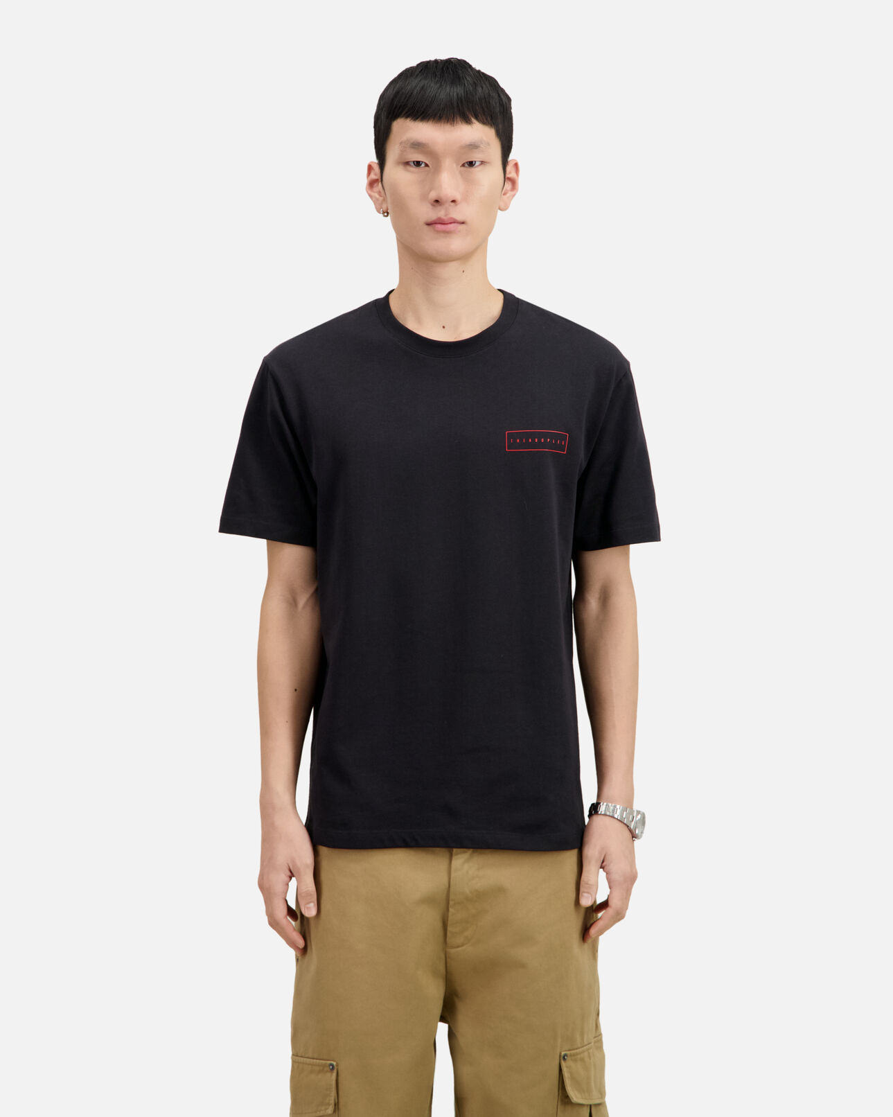 The Kooples MEN BLACK men's black t-shirt with x rated serigraphy