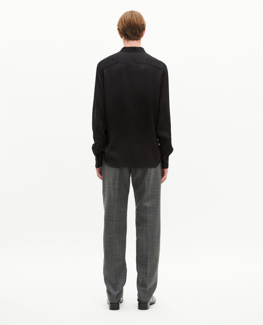 The Kooples MEN BLACK black leopard jacquard shirt