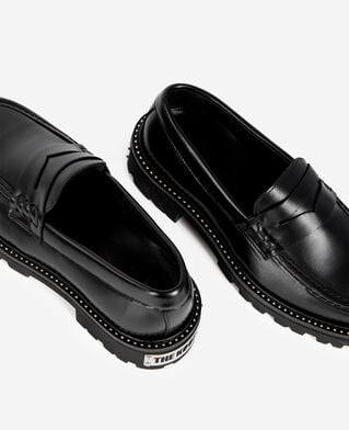 The Kooples MUJER BLACK mocasines de cuero negro