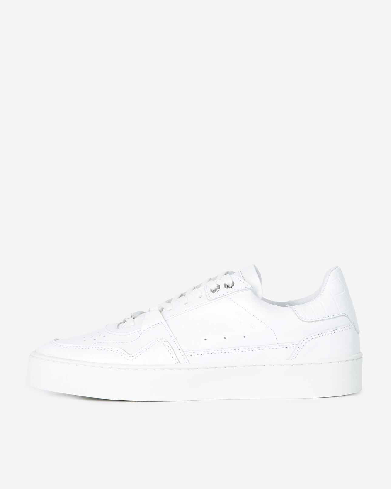 The Kooples DAMEN WHITE weiße turnschuhe aus leder mit krokodetail