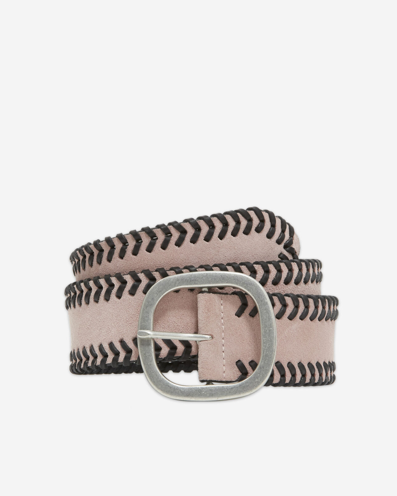 The Kooples FEMME PINK ceinture en cuir rose haute finition suédée