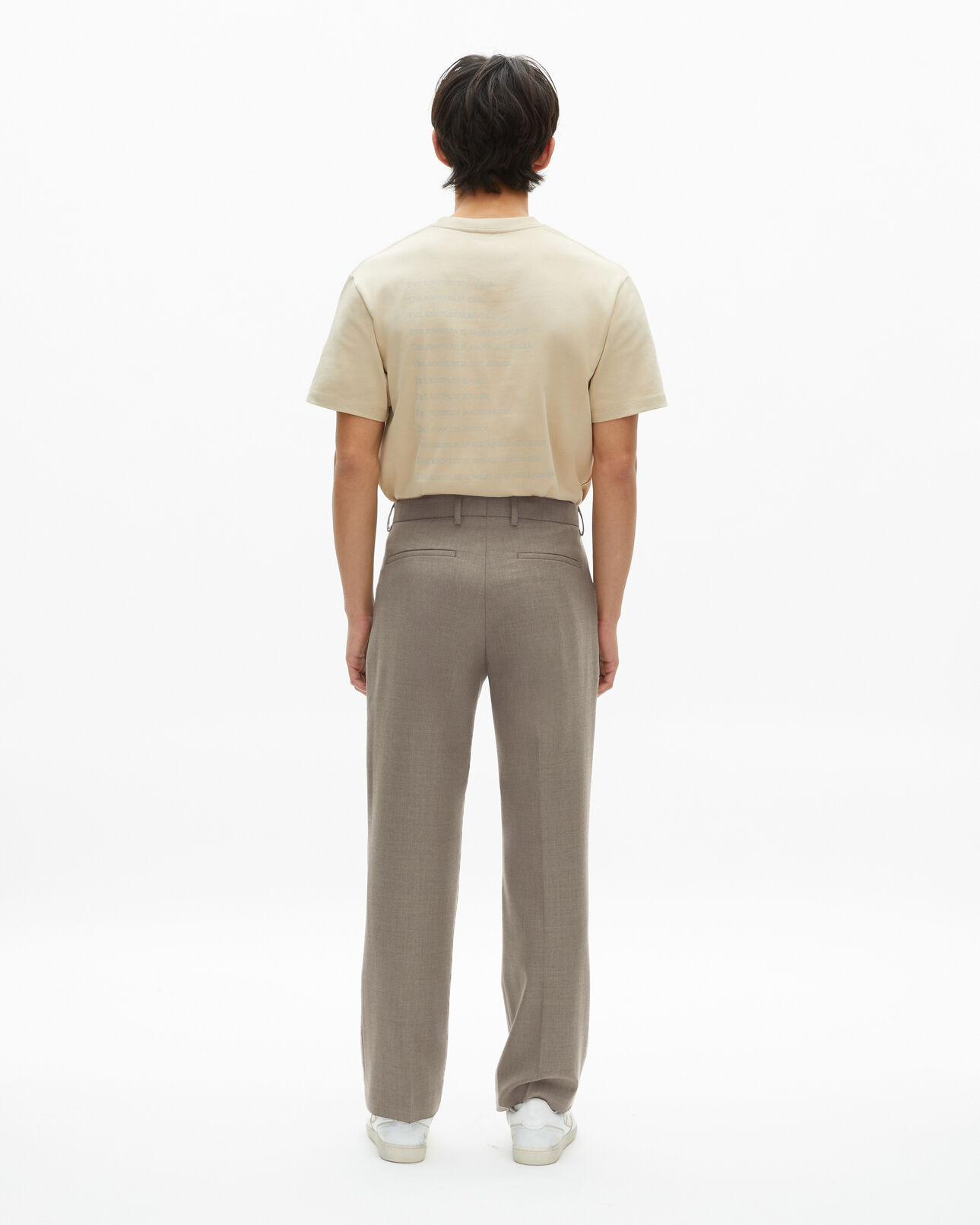 The Kooples MEN BEIGE MELANGE beige wool suit pants