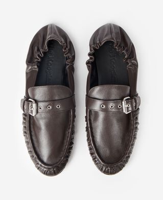 The Kooples F DARK BROWN brown leather loafers