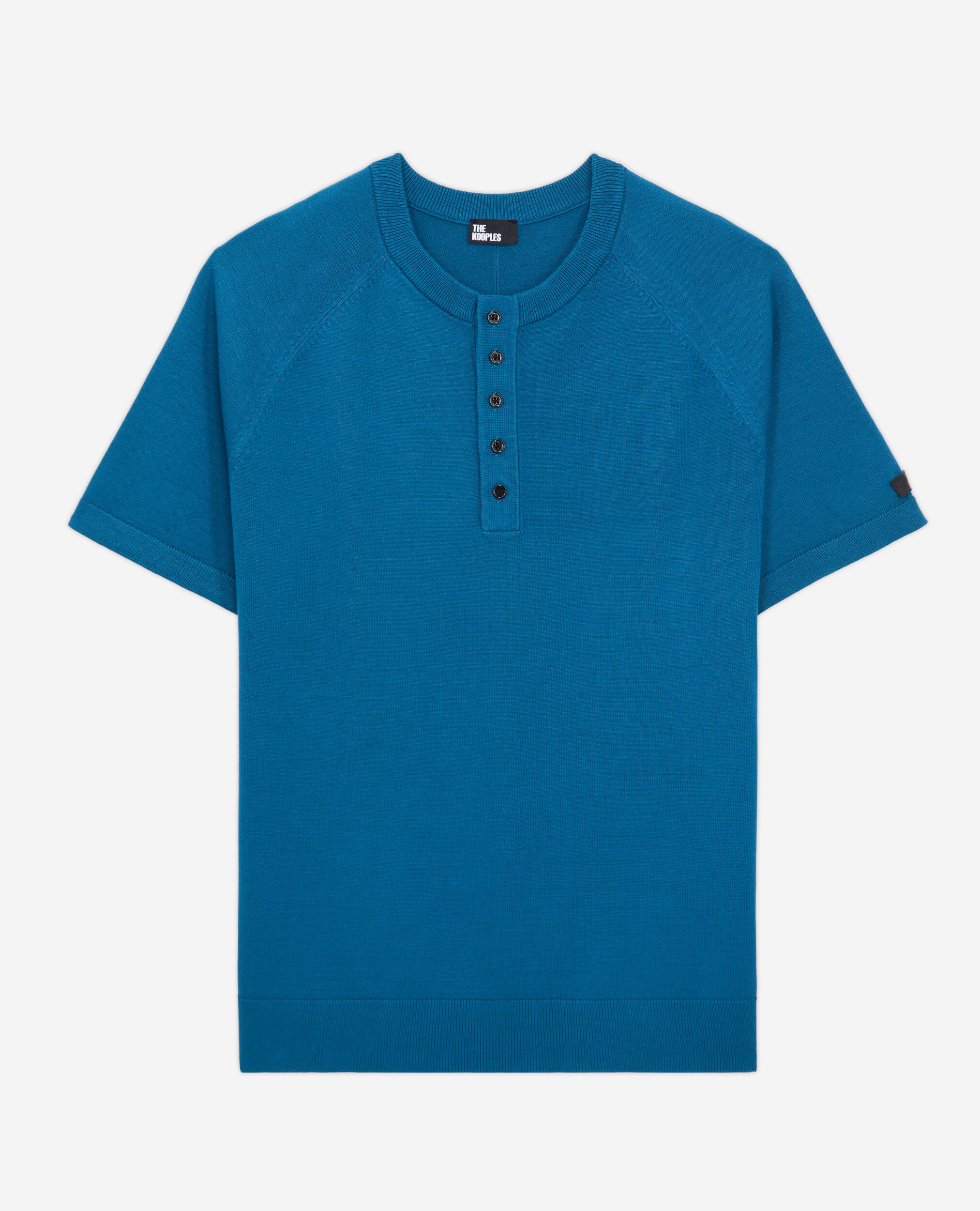 Blaues T-Shirt Herren aus Strick, MEDIUM BLUE, hi-res image number null