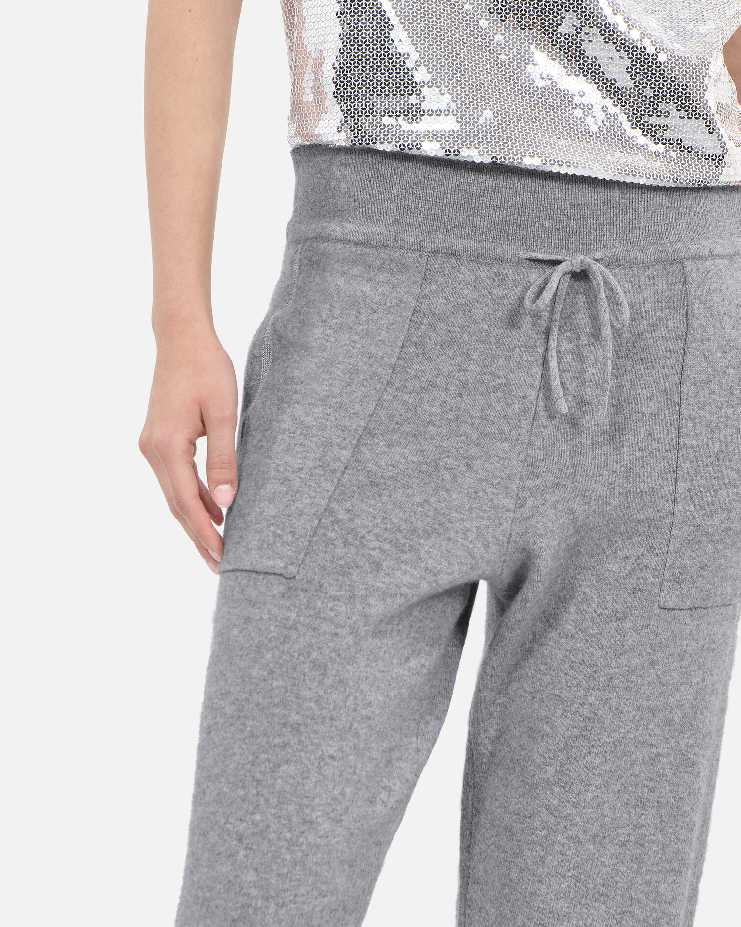 Grey wool and cashmere trousers, MIDDLE GREY MEL, hi-res image number null