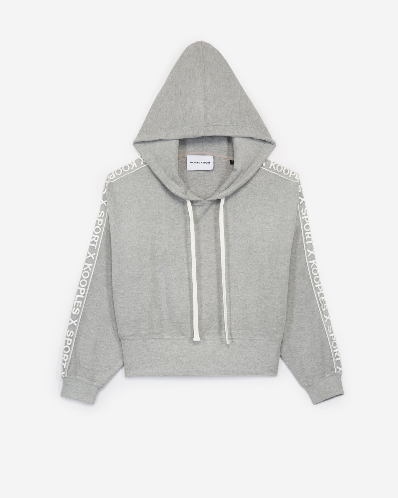 The Kooples WOMEN LIGHT GREY light grey hoodie with tulle insert