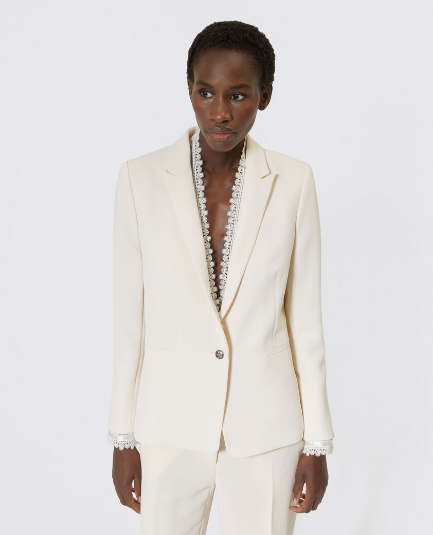 The Kooples WOMEN OFF WHITE suit jacket with ecru lace band
