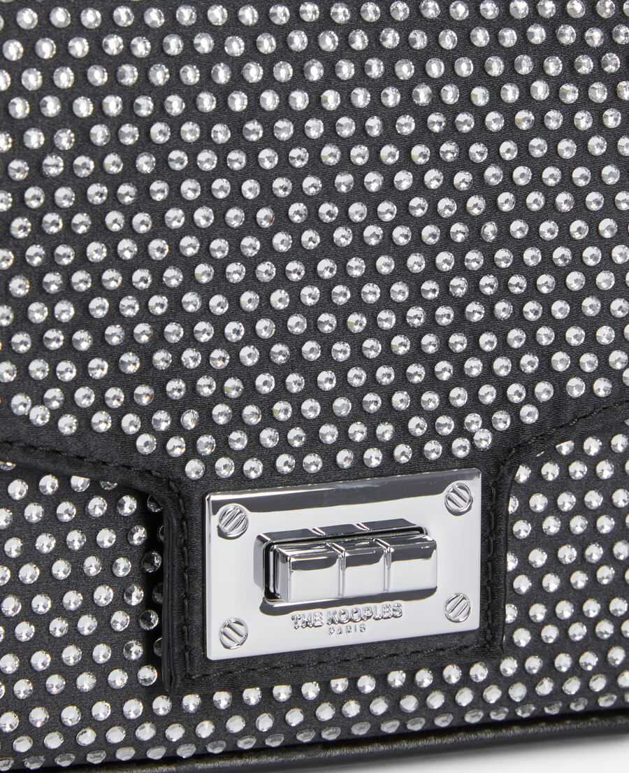 The Kooples DAMEN BLACK schwarze pochette aus nylon mit strassbesatz
