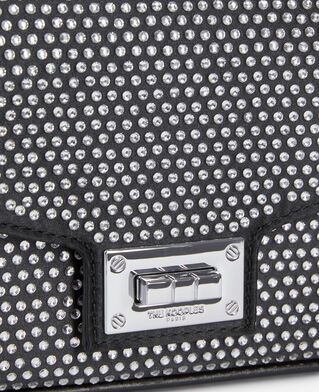 The Kooples DAMEN BLACK schwarze pochette aus nylon mit strassbesatz