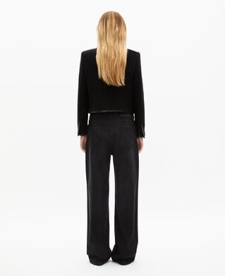 The Kooples DAMEN BLACK jacke im offiziersstil aus schwarzer wolle