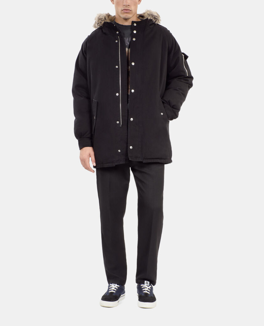 The Kooples HOMME BLACK parka à capuche noire