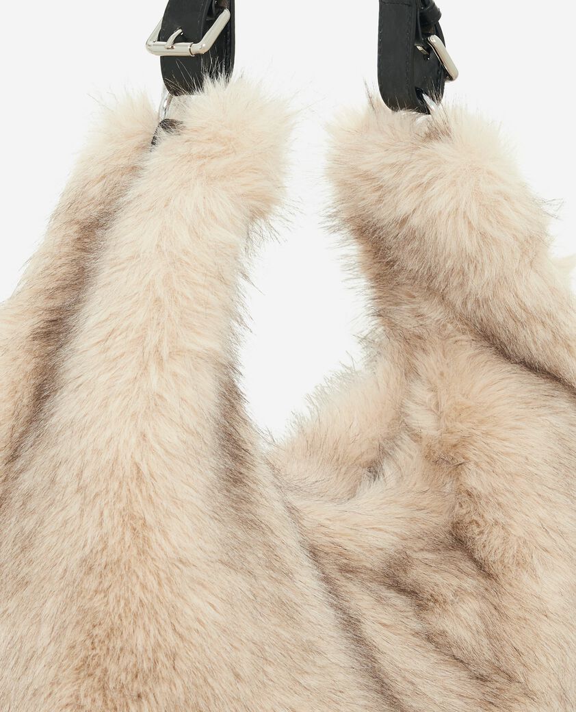 The Kooples FEMME BEIGE ECRU sac effet fourrure beige