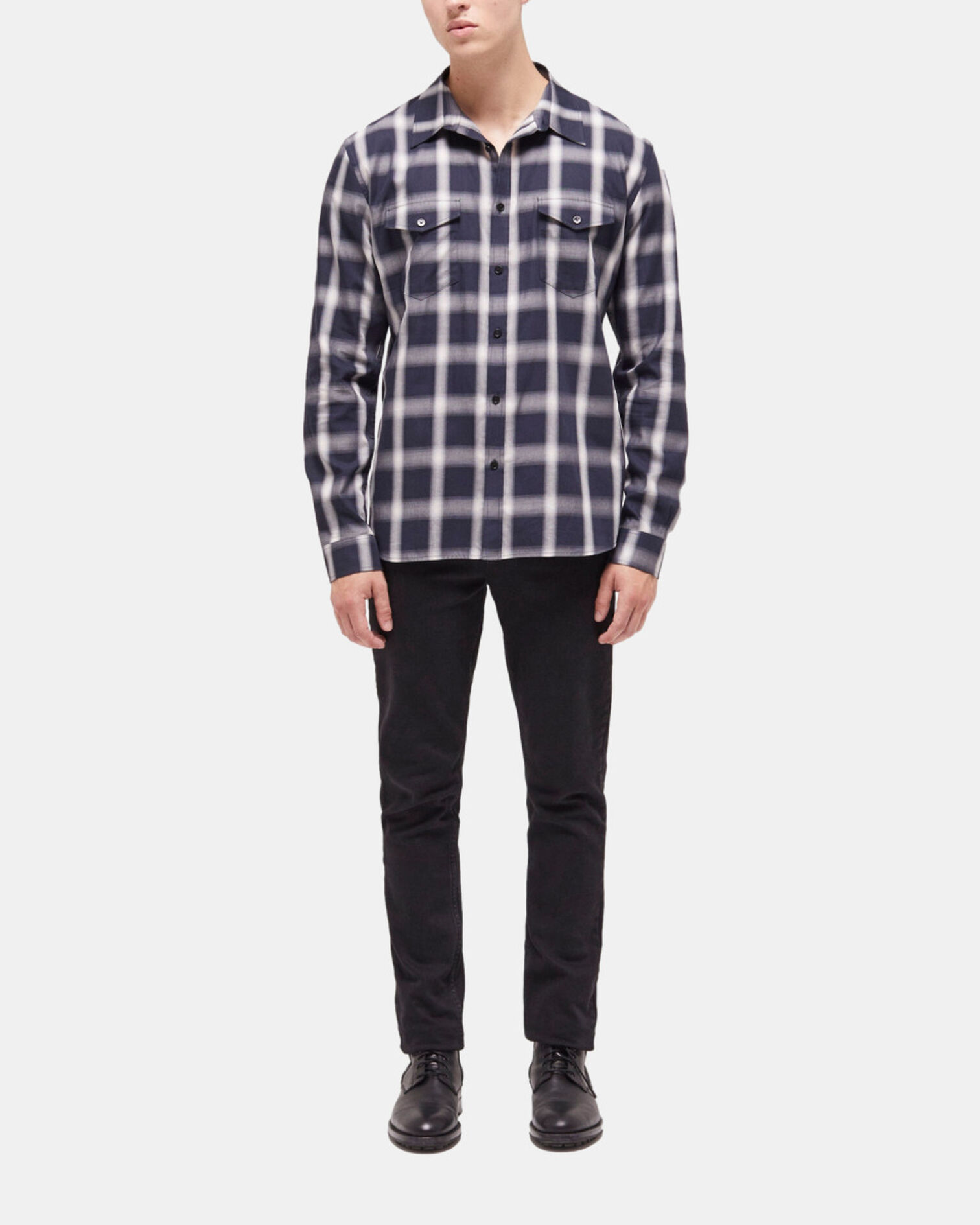 Chemise à carreaux et poches, NAVY ECRU, hi-res image number null