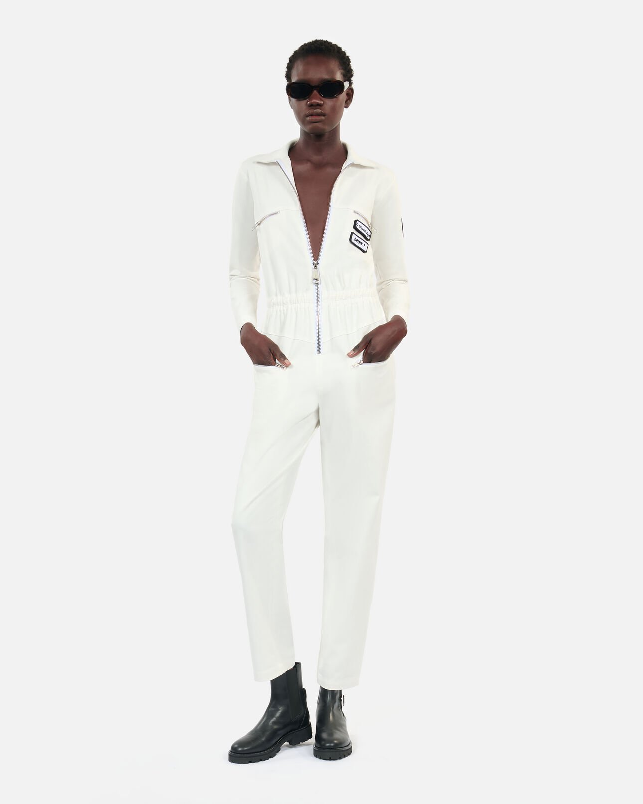 The Kooples FEMME ECRU combinaison the kooples x carolina ritzler écrue en coton