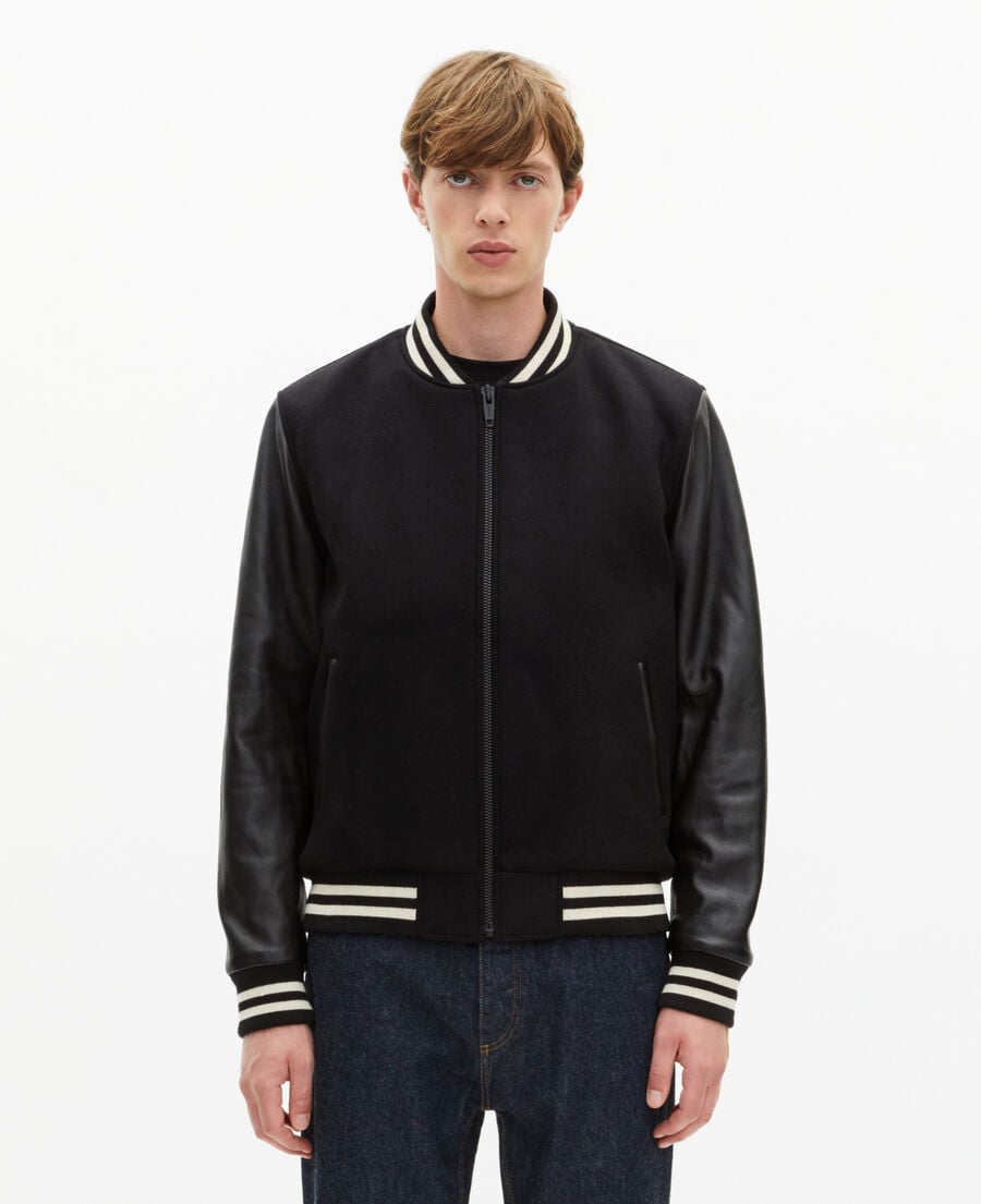 The Kooples MEN BLACK black varsity wool jacket