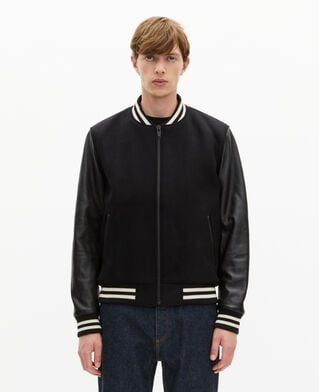 The Kooples MEN BLACK black varsity wool jacket