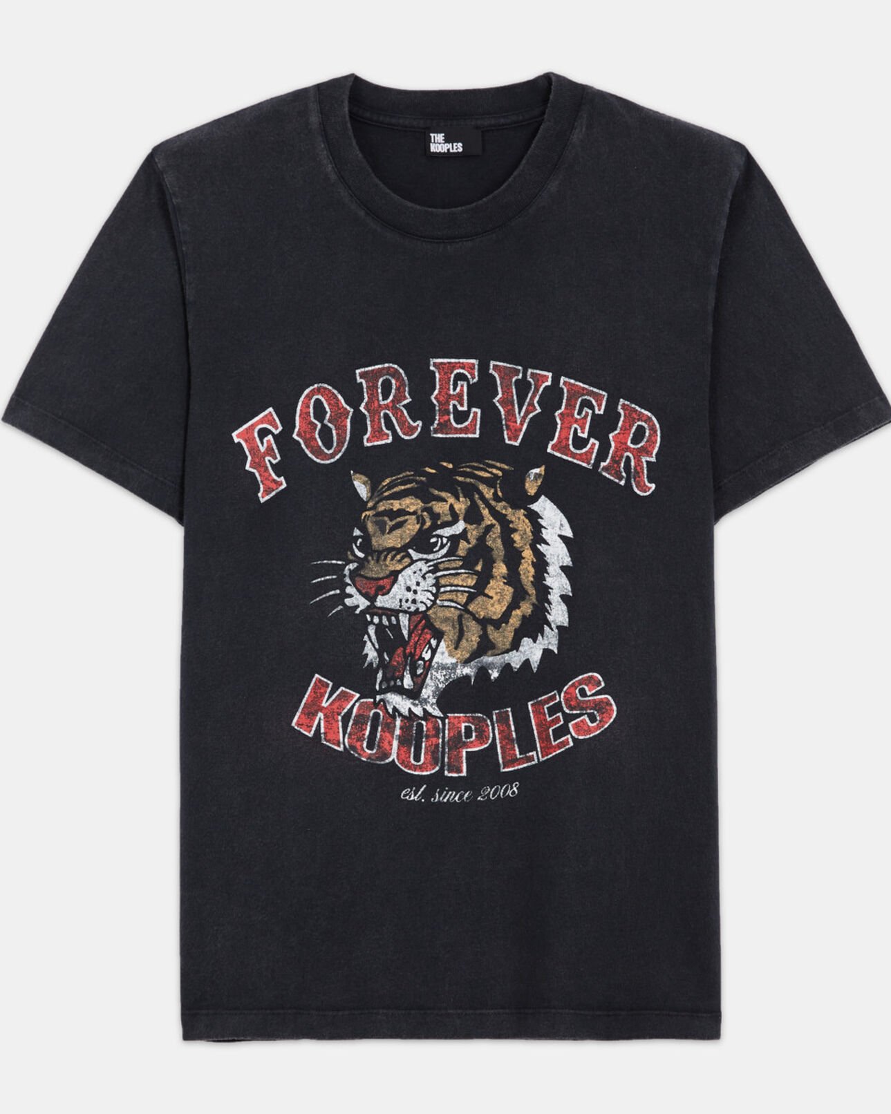 The Kooples FEMME BLACK WASHED t-shirt sérigraphié noir