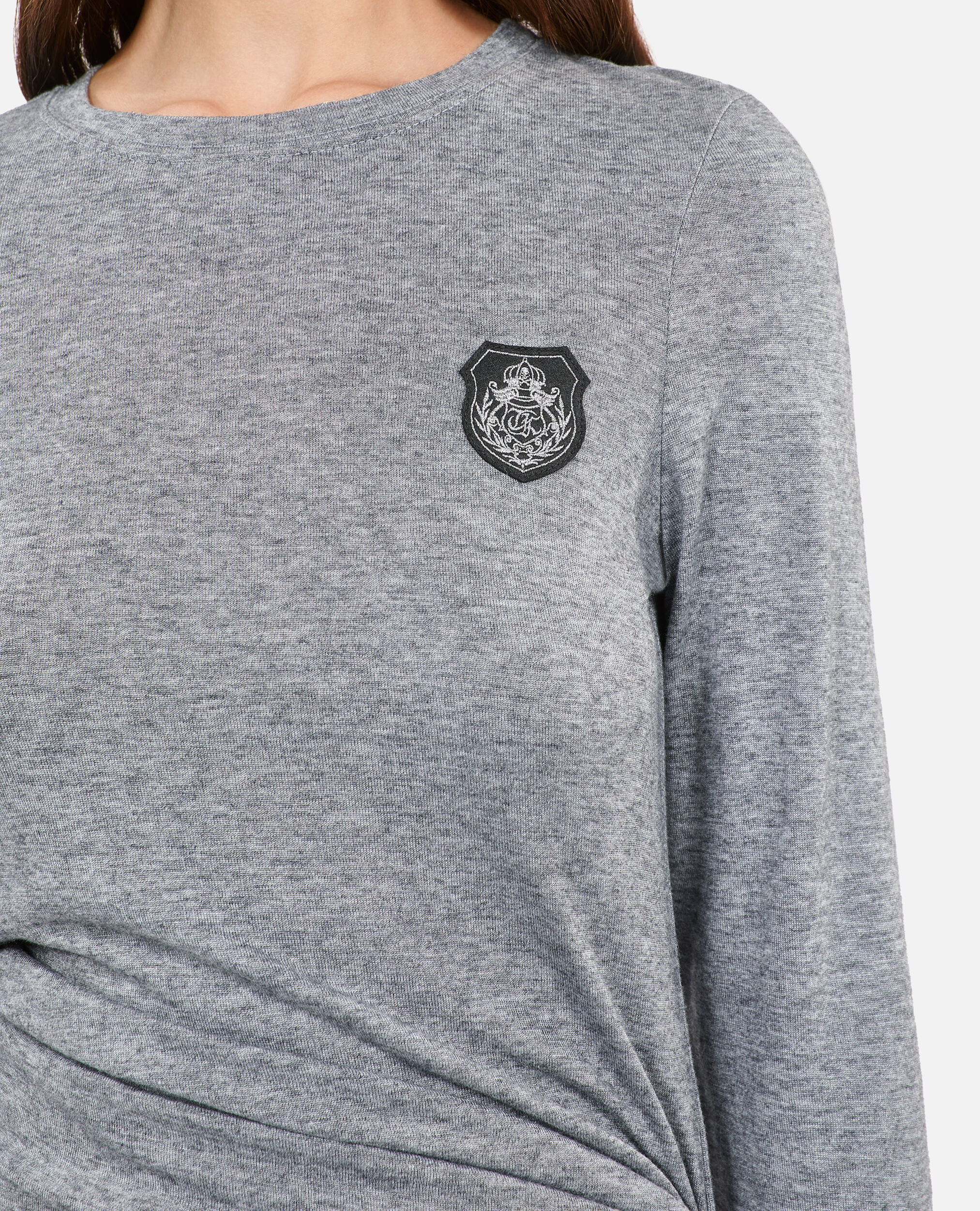 T-shirt manches longues imprimé, GREY MELANGE, hi-res image number null