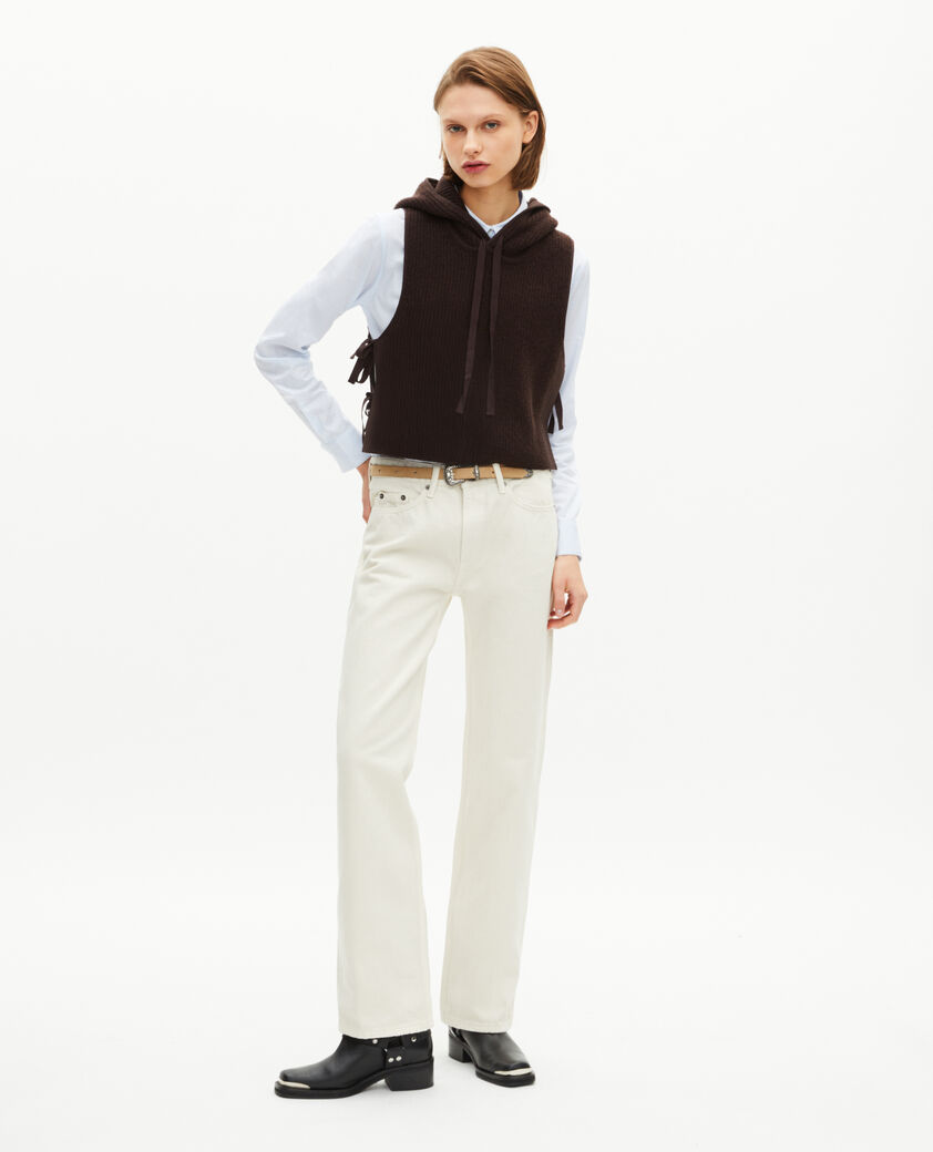 The Kooples WOMEN CHOCOLATE brown wool and cotton sleeveless sweater