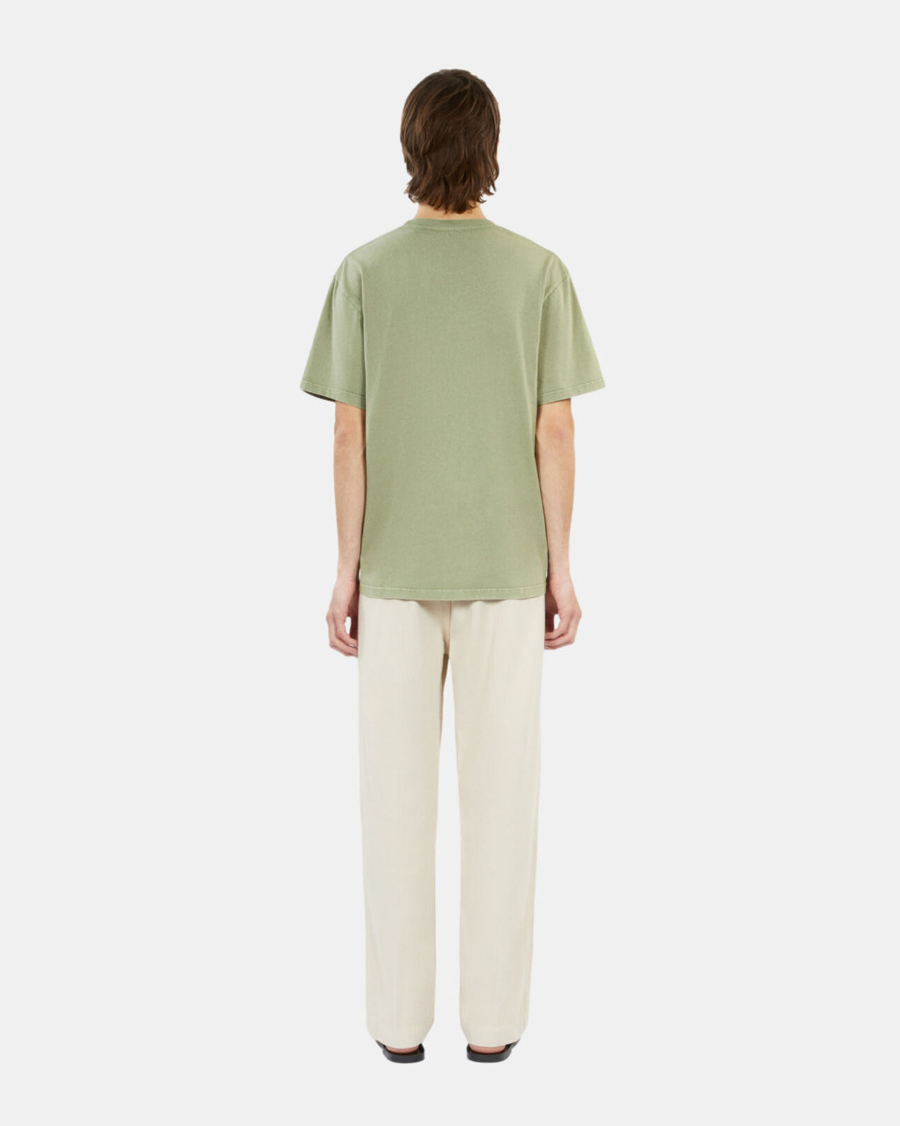 The Kooples MEN KAKI GREY light green t-shirt with logo embroidery