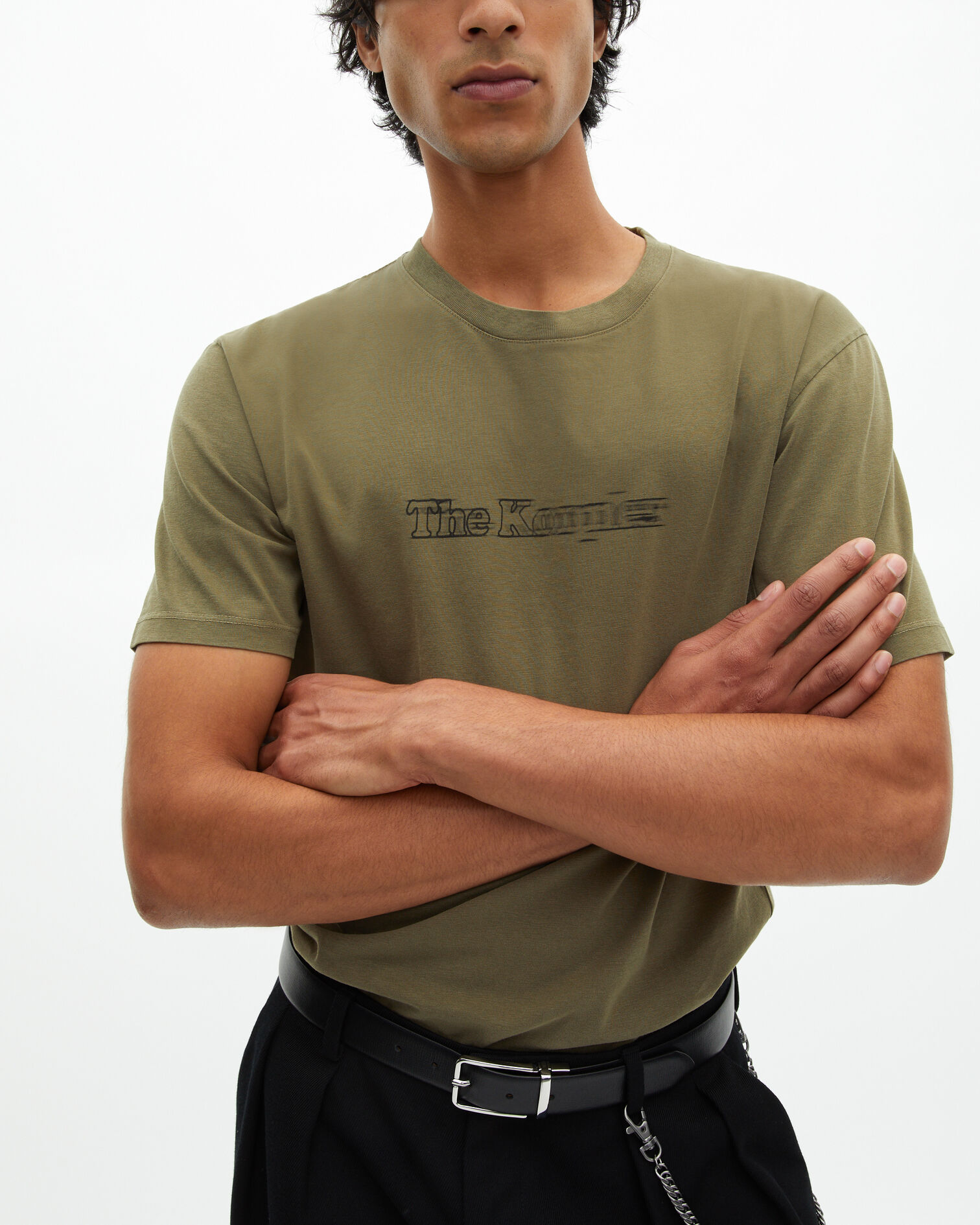 T-shirt with vintage khaki effect logo, KAKI, hi-res image number null