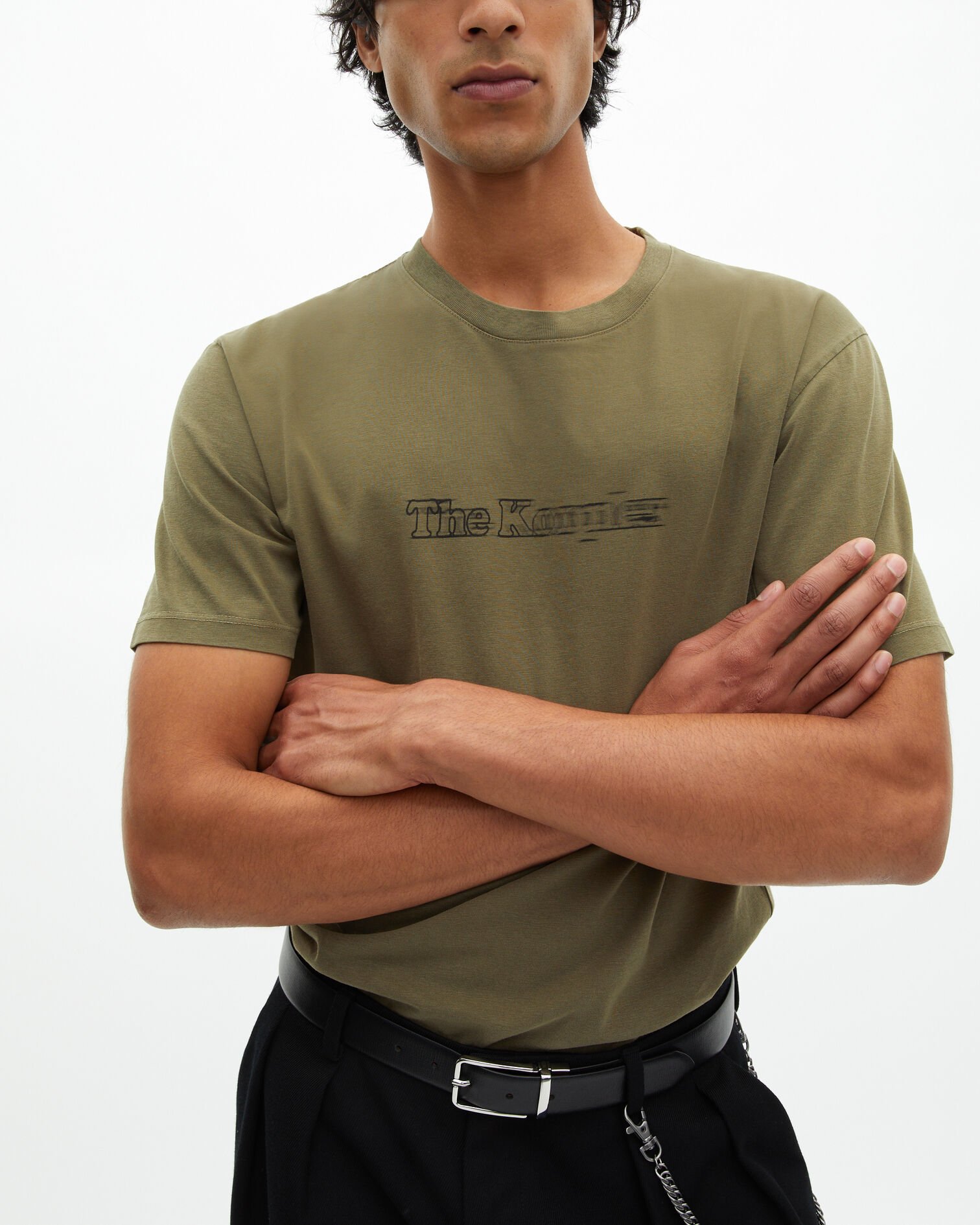 T-shirt with vintage khaki effect logo, KAKI, hi-res image number null
