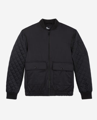The Kooples HERREN BLACK schwarze bomberjacke mit abnehmbaren ärmeln
