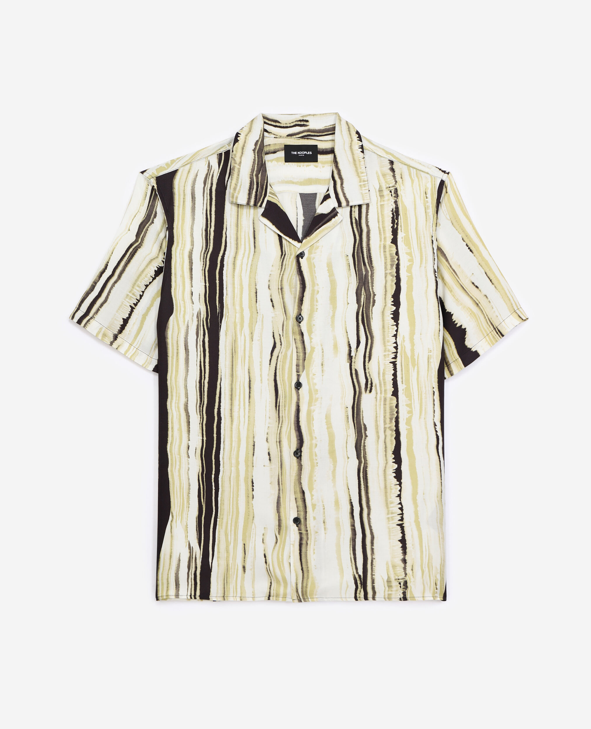 Black - yellow Hawaiian-collar shirt, BLACK / YELLOW / WHITE, hi-res image number null