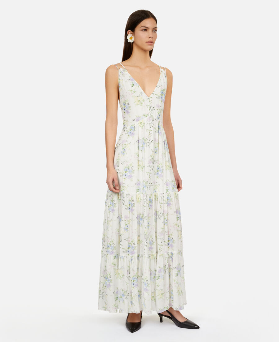 long printed dress with lacing
