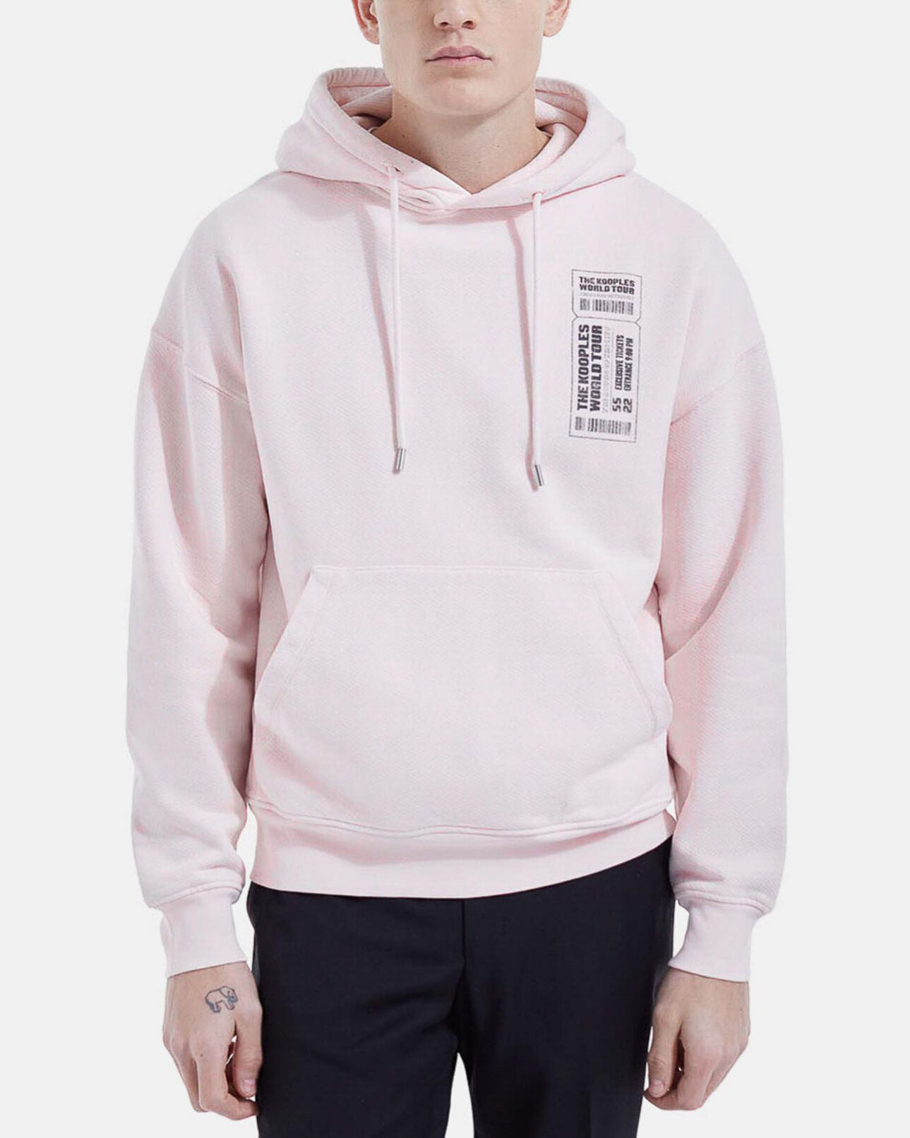 The Kooples MEN PINK pink cotton hoodie with white inscription