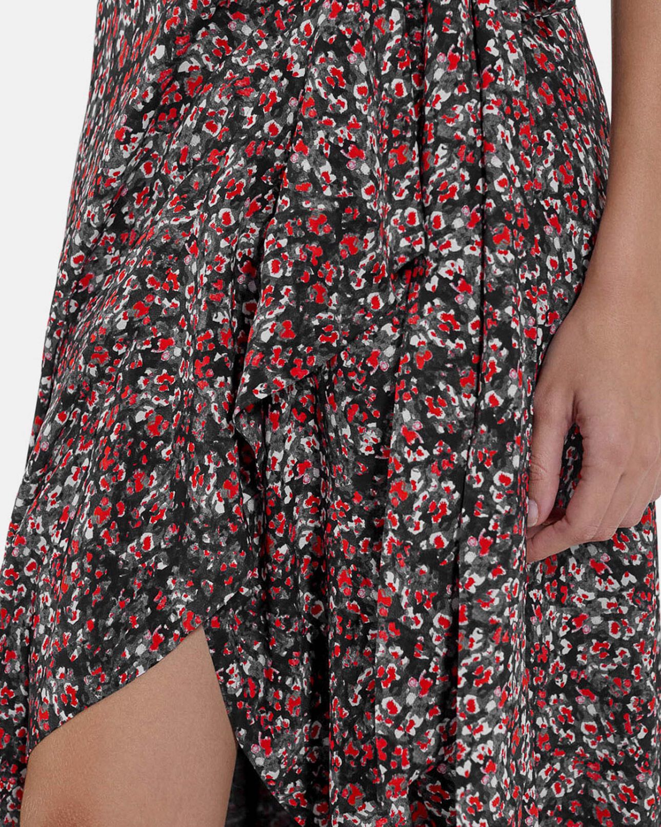 The Kooples FEMME BLACK - RED jupe longue imprimé fleuri
