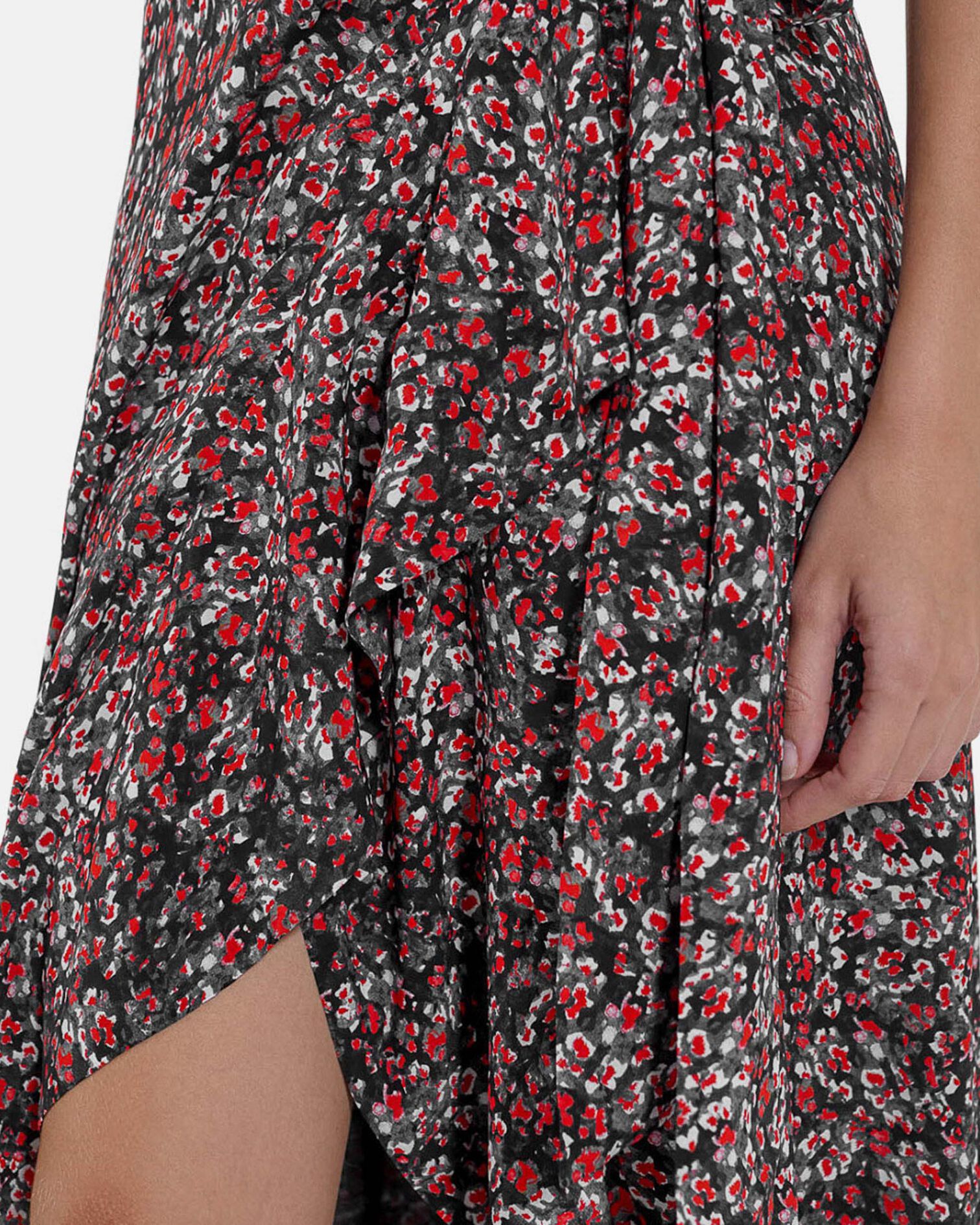 Jupe longue imprimé fleuri, BLACK - RED, hi-res image number null