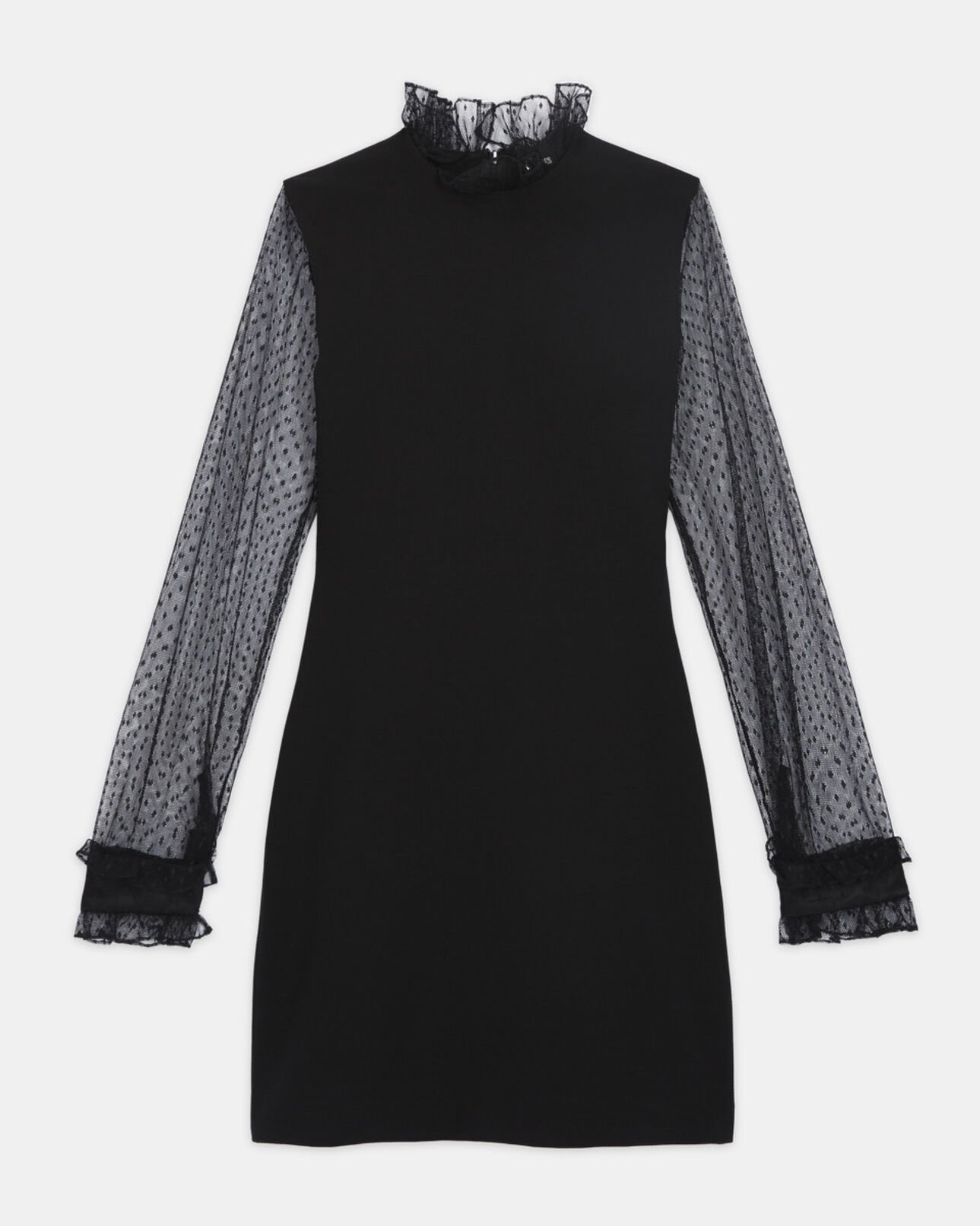 The Kooples WOMEN BLACK short black dress with high neck