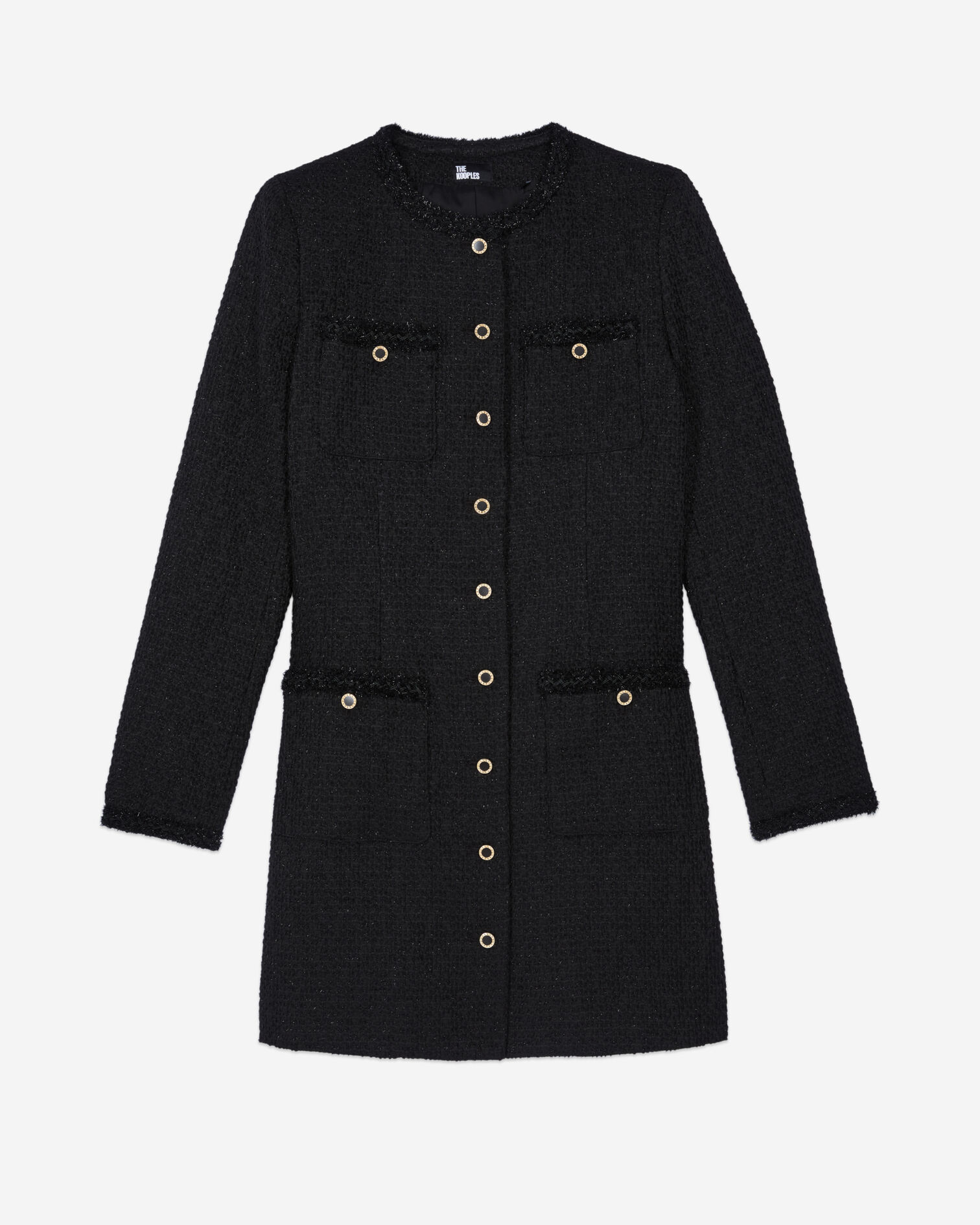 Short black tweed dress, BLACK, hi-res image number null