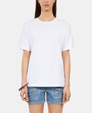 The Kooples DAMEN WHITE weißes t-shirt mit strassbesatz für damen