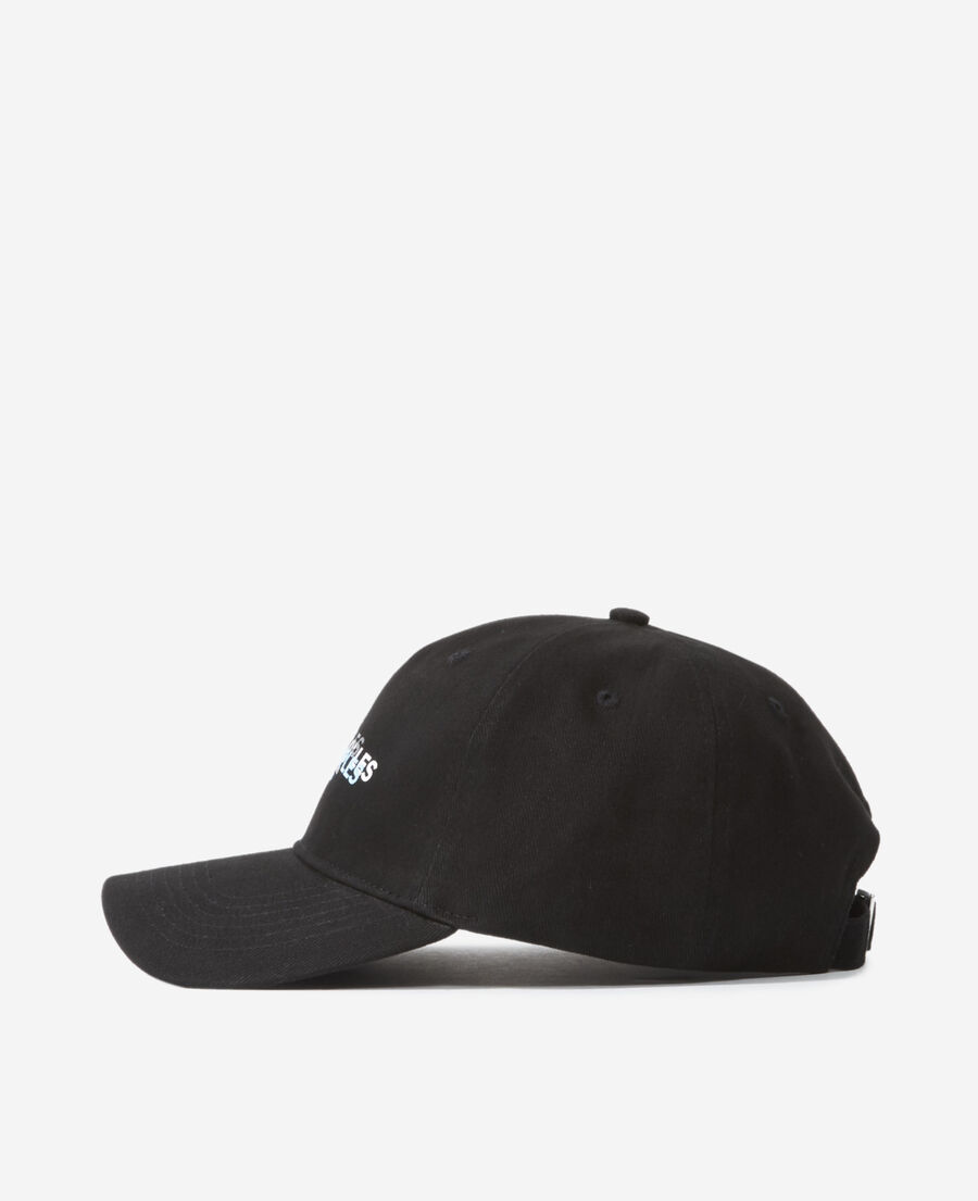 black cotton cap with triple logo