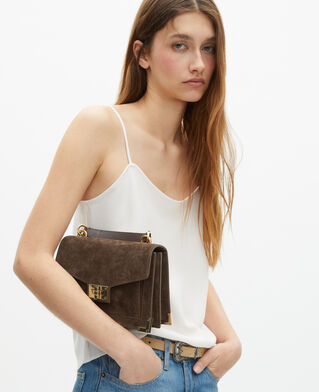 The Kooples WOMEN CHOCOLATE emily small bag in brown suede