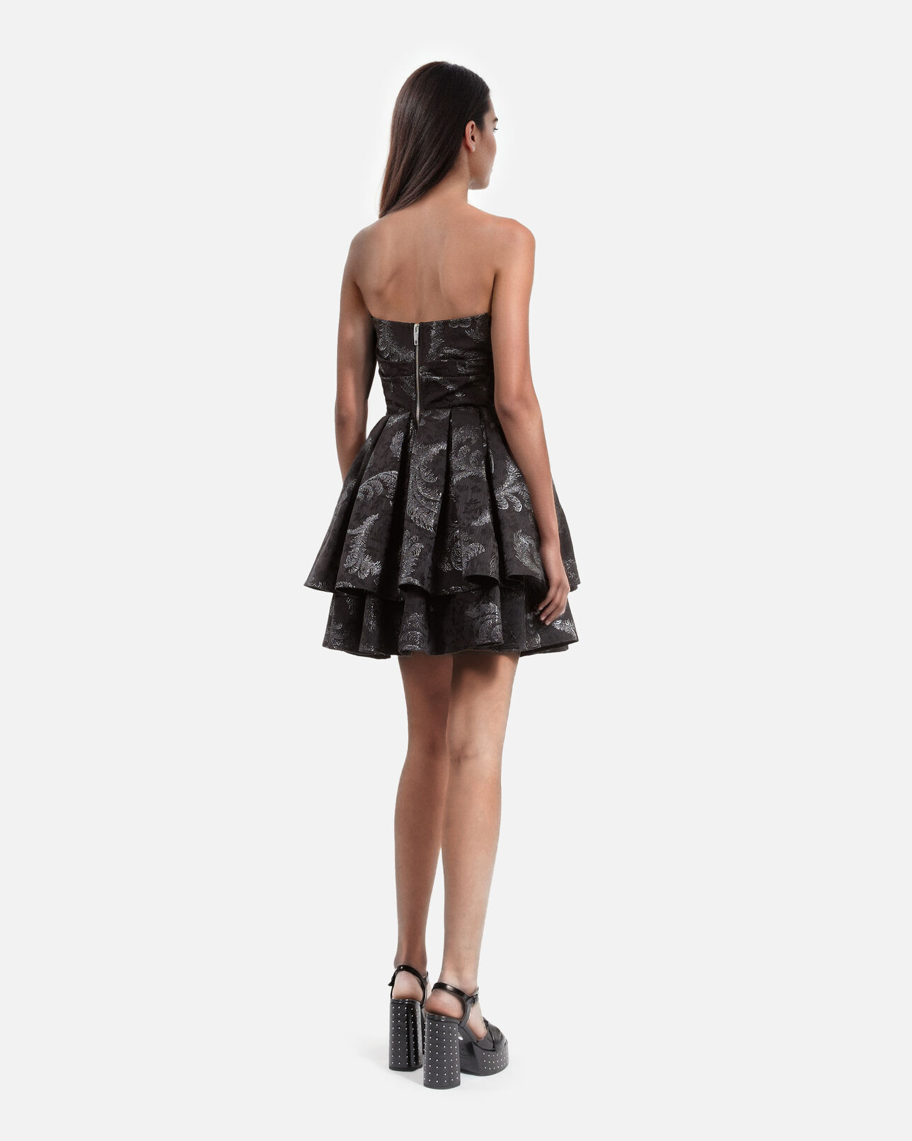 The Kooples MUJER BLACK / SILVER vestido negro corto sin tirantes
