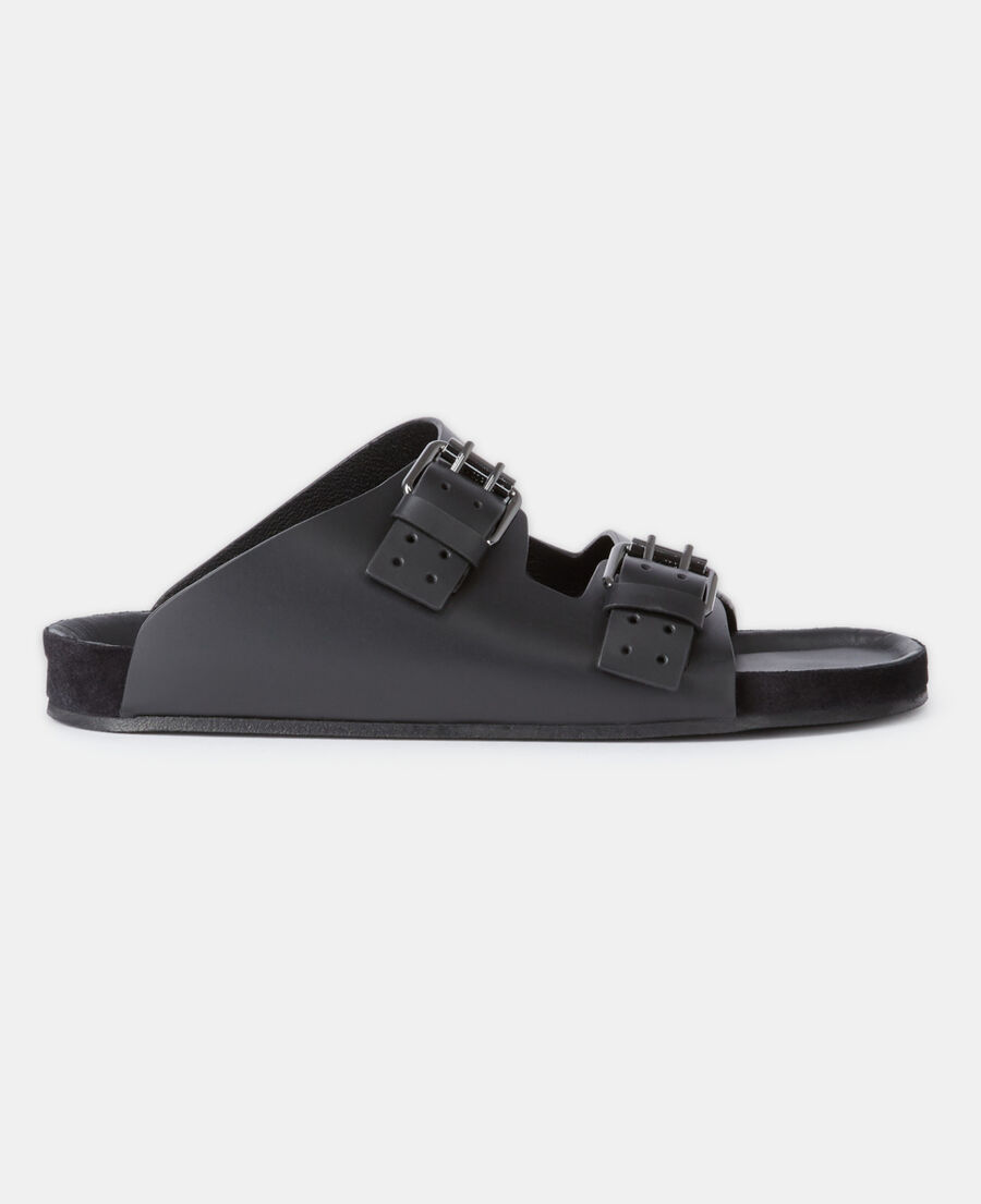 sandales en cuir noir