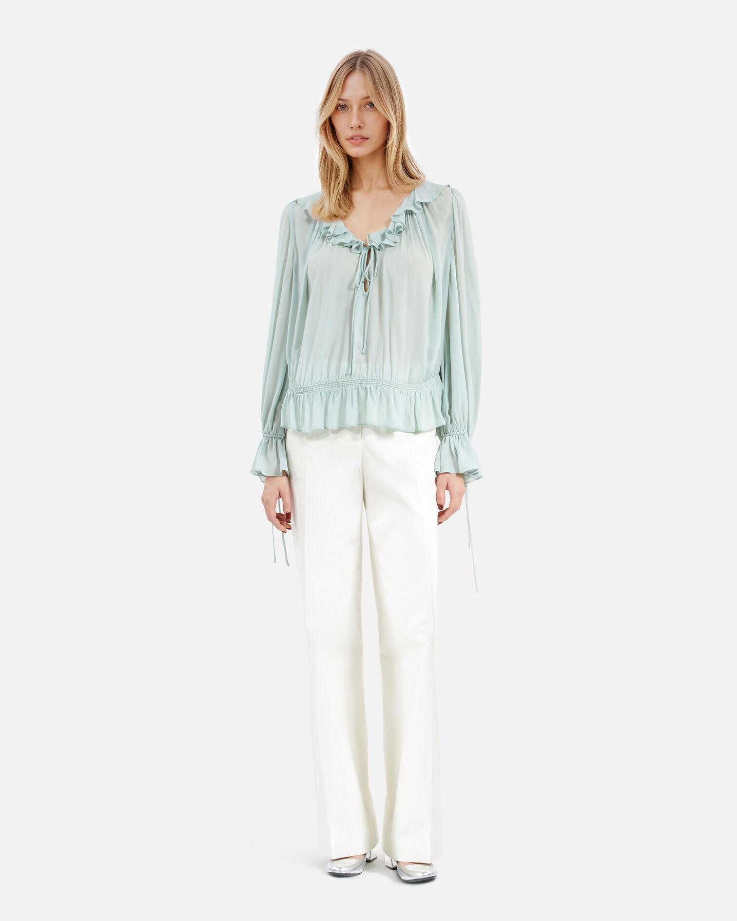 Blouse volanté bleu, BLUE/GREEN, hi-res image number null